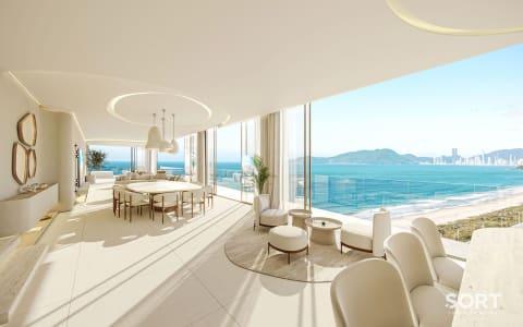 Sala de Jantar Apartamento Frente Mar no Scenarium Brava Norte Sala de Jantar Apartamento Frente Mar no Scenarium Brava Norte
