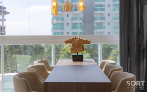 Sala de jantar apartamento-no-edificio-brava-beach-mobiliado-e-decorado Sala de jantar apartamento-no-edificio-brava-beach-mobiliado-e-decorado